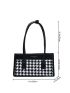 Houndstooth Letter Print Square Bag