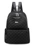 Quilted Pattern Metal Decor Functional Backpack