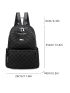 Quilted Pattern Metal Decor Functional Backpack