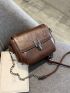 Mini Stitch Detail Metal Decor Flap Square Bag