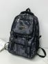 Camo Pattern Letter Patch Functional Backpack