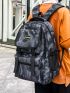 Camo Pattern Letter Patch Functional Backpack