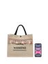 2pcs Letter Print Random Tassel Decor Tote Bag Set