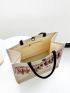 2pcs Letter Print Random Tassel Decor Tote Bag Set