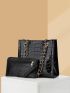 2pcs Crocodile Embossed Chain Shoulder Tote Bag Set, Best Work Bag For Women