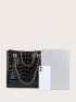 2pcs Crocodile Embossed Chain Shoulder Tote Bag Set, Best Work Bag For Women