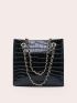 2pcs Crocodile Embossed Chain Shoulder Tote Bag Set, Best Work Bag For Women