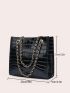 2pcs Crocodile Embossed Chain Shoulder Tote Bag Set, Best Work Bag For Women