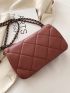 Mini Quilted Pattern Metal Decor Flap Square Bag