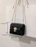 Mini Crocodile Embossed Twist Lock Flap Chain Square Bag