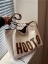 Letter Graphic Shoulder Tote Bag