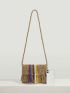 VCAY Color Block Tassel Decor Flap Straw Bag