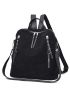 Zipper Design Backpack With Coin Purse