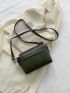 Mini Turn-lock Square Bag Fashionable Contrast Binding Adjustable Strap