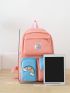 4pcs Colorblock Backpack Set