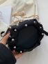 Mini Faux Pearl Decor Drawstring Design Bucket Bag