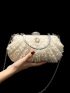 Rhinestone & Faux Pearl Decor Chain Box Bag