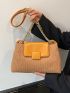 Colorblock Chain Flap Square Bag