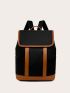 Colorblock Snap Button Flap Backpack