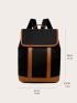 Colorblock Snap Button Flap Backpack