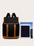 Colorblock Snap Button Flap Backpack