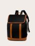 Colorblock Snap Button Flap Backpack