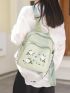 Flower Embroidered Functional Backpack