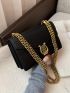 Metal Decor Flap Chain Square Bag