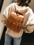 Buckle Decor Flap Backpack