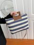 Striped Pattern Straw Bag