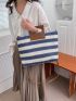 Striped Pattern Straw Bag