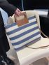 Striped Pattern Straw Bag