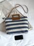 Striped Pattern Straw Bag