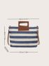 Striped Pattern Straw Bag