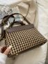 Houndstooth Pattern Flap Square Bag