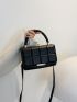 Geometric Embossed Flap Square Bag