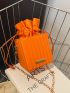 Mini Neon Orange Metal Decor Drawstring Design Chain Box Bag