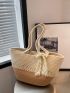 Two Tone Bow Decor Crochet Bag