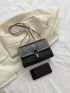 Embroidered Detail Flap Chain Square Bag