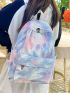 Tie Dye Letter Patch Decor Functional Backpack