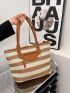 Striped Pattern Straw Bag