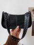 Studded Decor Baguette Bag