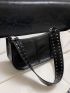 Studded Decor Baguette Bag