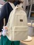 Letter Patch Decor Functional Backpack With Bag Charm