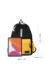 Colorblock Letter Print Functional Backpack