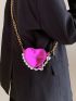 Mini Metallic Faux Pearl Decor Heart Design Novelty Bag