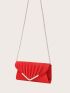 Metal Decor Ruched Evening Bag