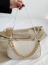 Minimalist Chain Decor Baguette Bag