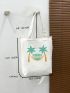 Coconut Tree & Letter Graphic Shopper Bag