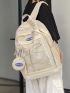 Letter Patch Drawstring Decor Classic Backpack With Purse